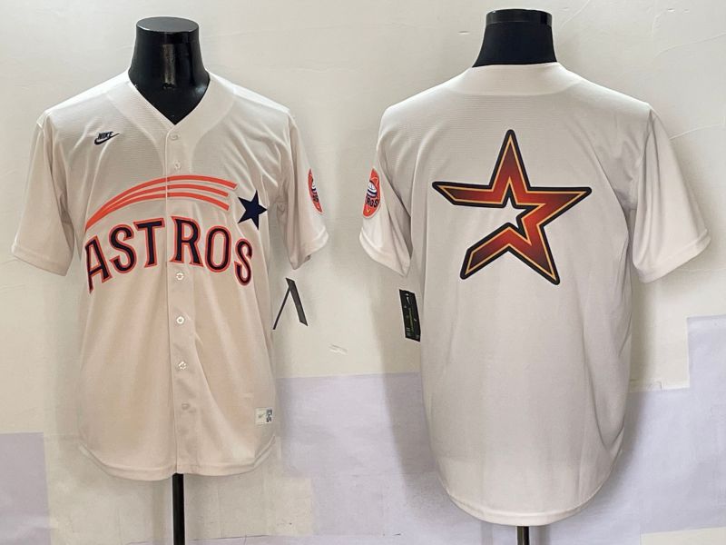 Men Houston Astros Blank Cream Five generations Joint Name 2025 Nike MLB Jersey style 11->houston astros->MLB Jersey